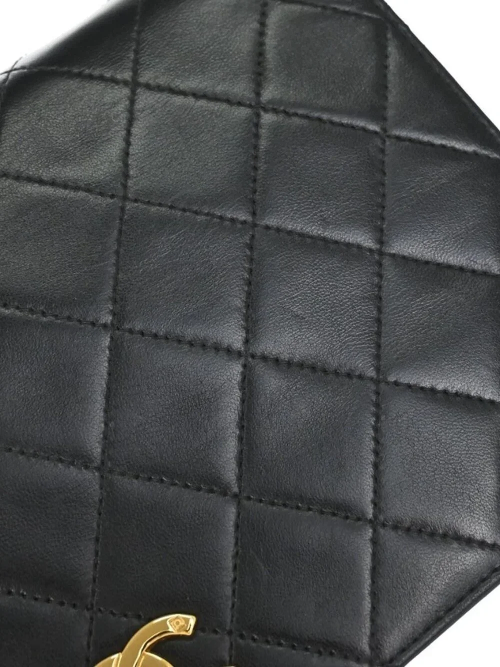 Chanel Black Lambskin Pushlock Small Full Flap Shoulder Bag 197349